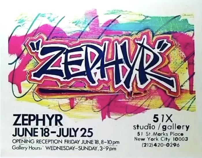 Card of Zephyr solo exhibition at 51X Gallery, New York