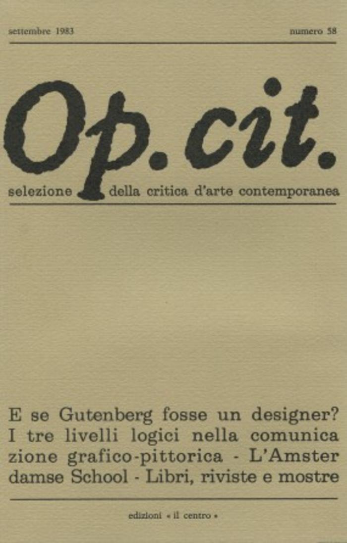 Op. cit. Selezione della critica d'arte contemporanea