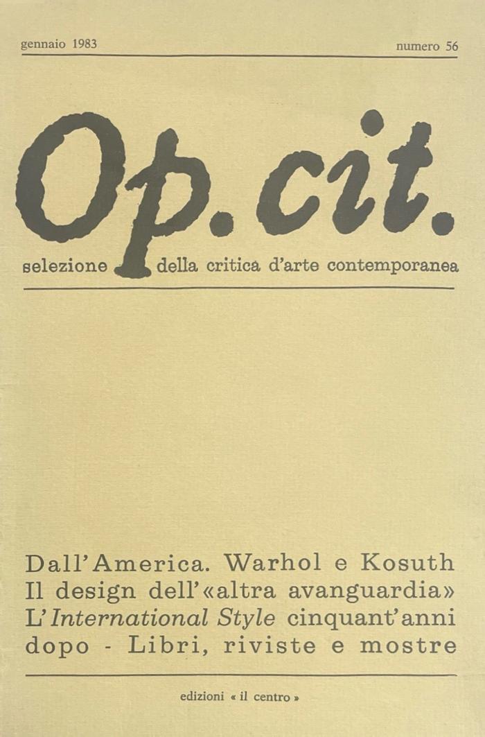 Op. cit. Selezione della critica d'arte contemporanea