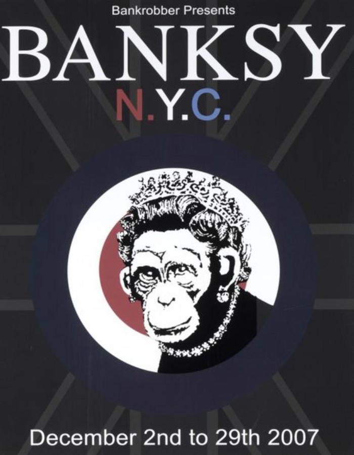 Poster of the Banksy N.Y.C. exhibition at Vanina Holasek Gallery