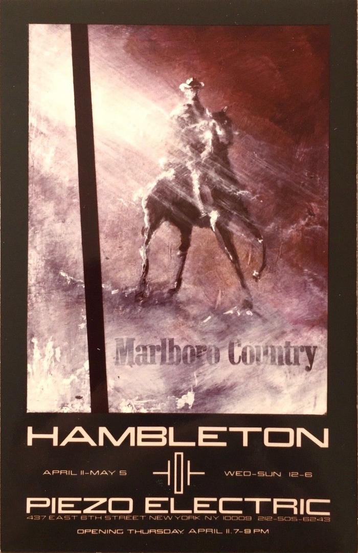 Card for Richard Hambleton exhibition at Piezo Electric Gallery, New York