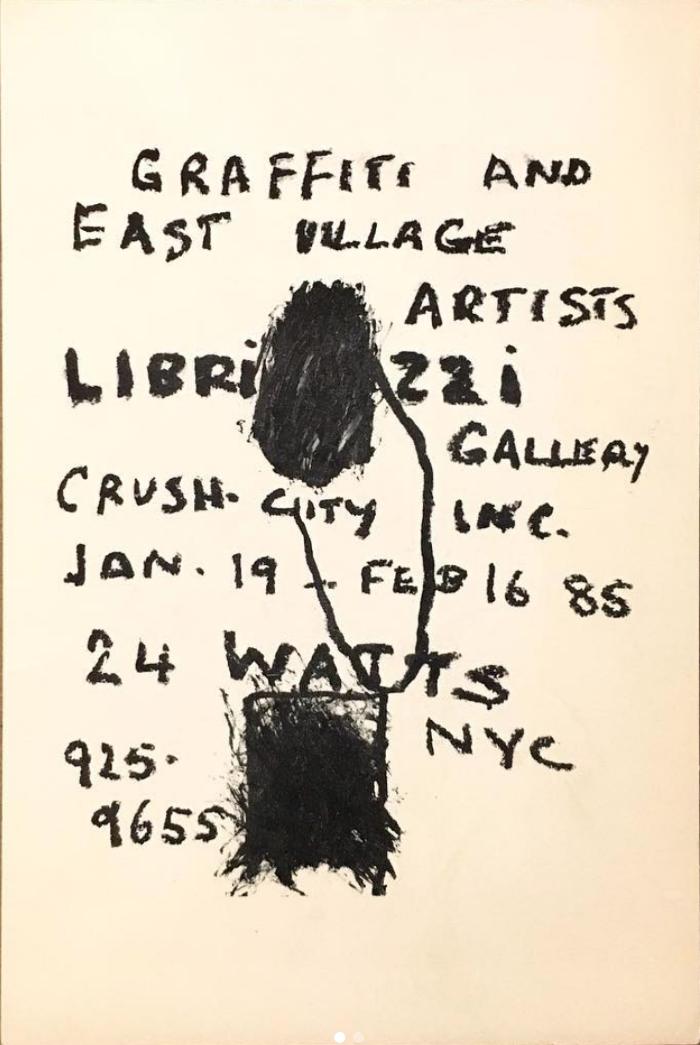 Card for Graffiti and East Village Artists' exhibition at Librizzi Gallery, New York