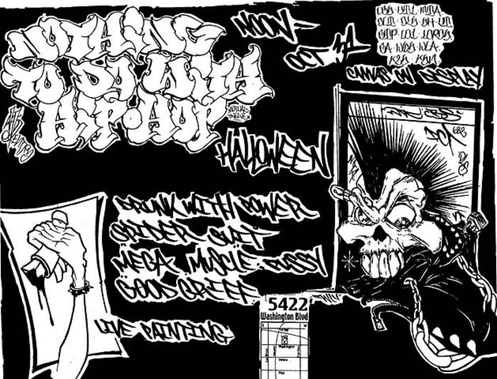 Flyer of "Nuthin to do with Hip Hop. A celebration of Graffiti and Metal" in Los Angeles