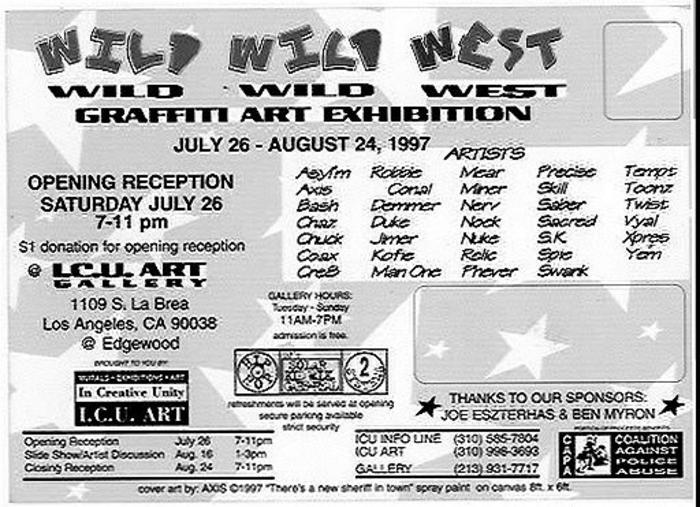 Flyer of Wild Wild West at ICU (In Creative Unity) Gallery, Los Angeles