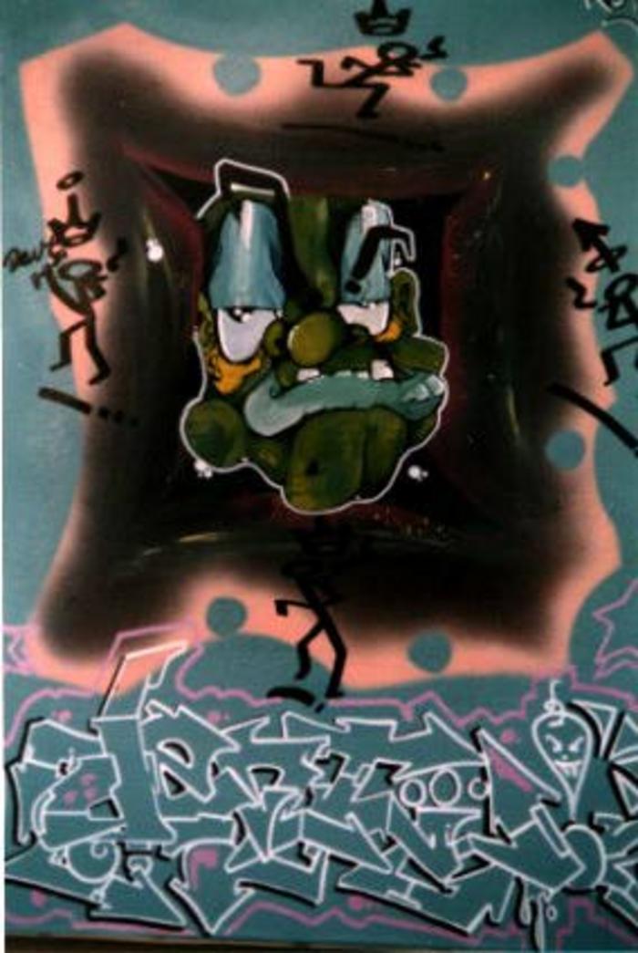 Card of Nerv One K4P's Mad Dragon exhibition at the Blue Jeans Cafe, Los Angeles