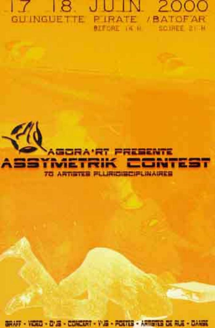 Flyer of Assymetrik Contest at Guinguette Pirate / Batofar, Paris