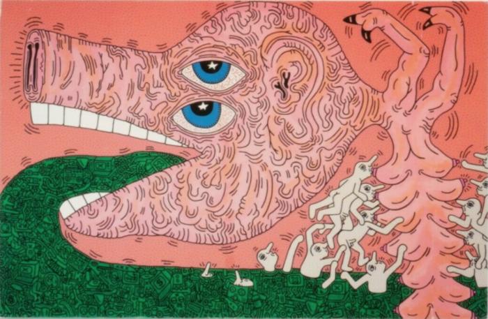 Card for Keith Haring's exhibition at Tony Shafrazi Gallery and Leo Castelli Gallery, New York