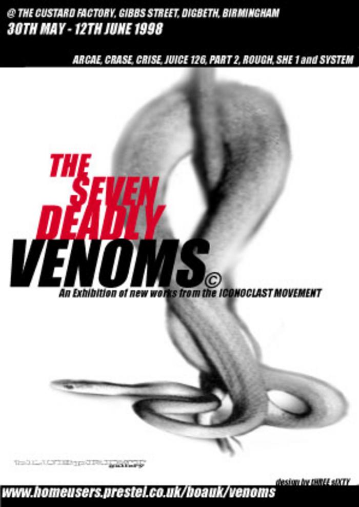 Flyer of The Seven Deadly Venoms at the Custard Factory, Birmingham