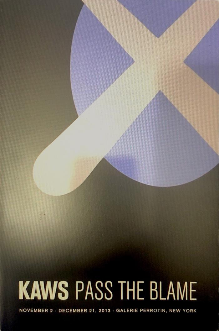 Card for Kaws' Pass the Blame exhibition at Galerie Perrotin, New York