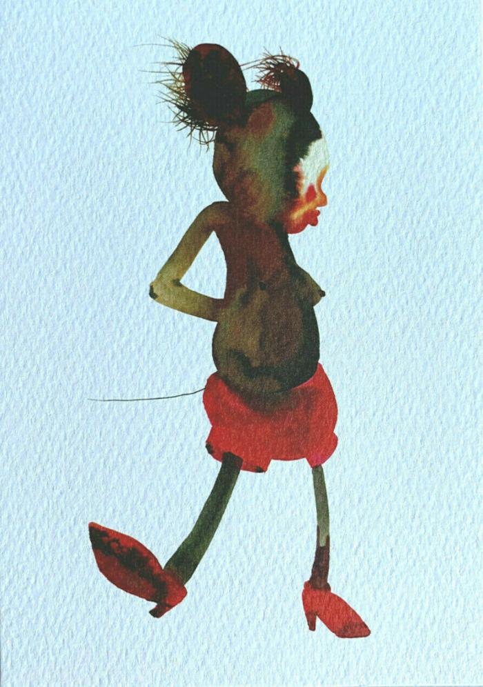 Card of David Choe's Murderous Heart exhibition at Lazarides Gallery, London