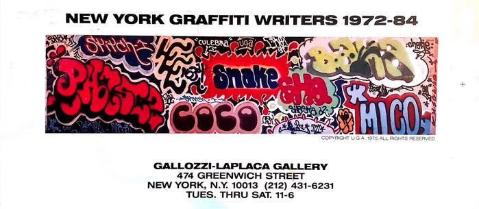 Card for New York Graffiti Writers 1972-1984, Gallozzi-La Placa Gallery, New York