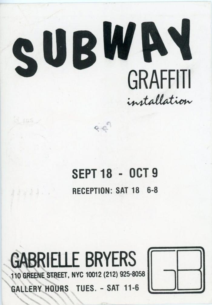 Card for Subway Graffiti Installation at Gabrielle Bryers Gallery, New York
