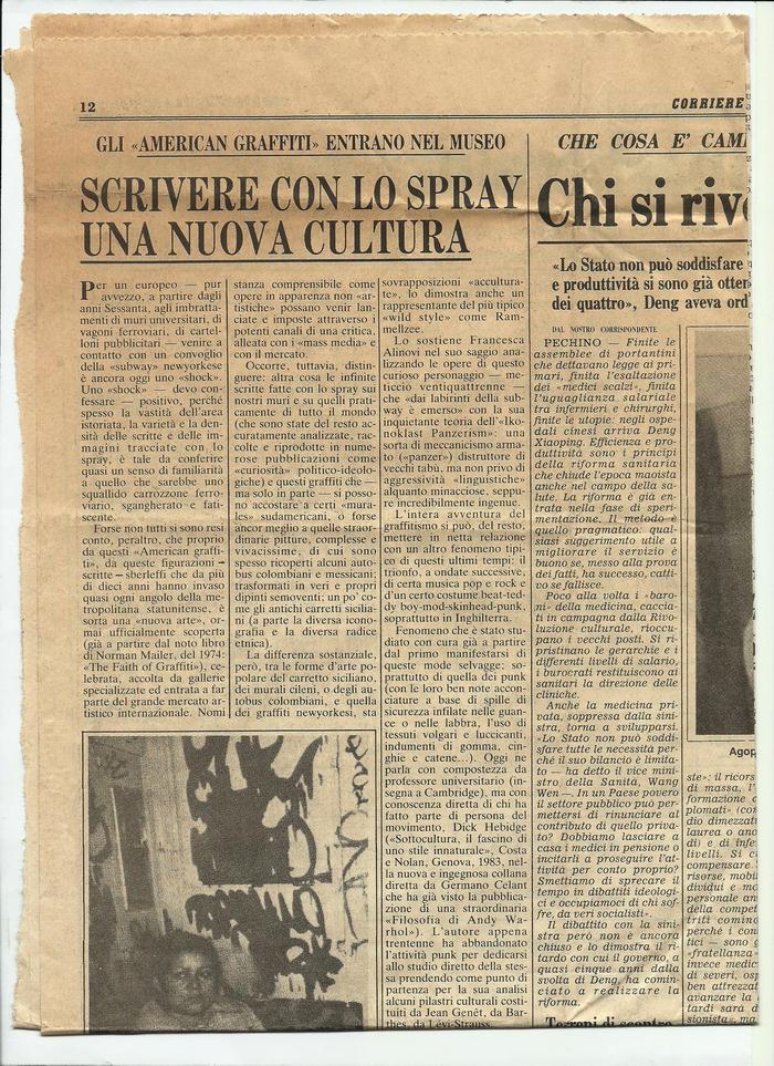 Scrivere con lo spray. Una nuova cultura