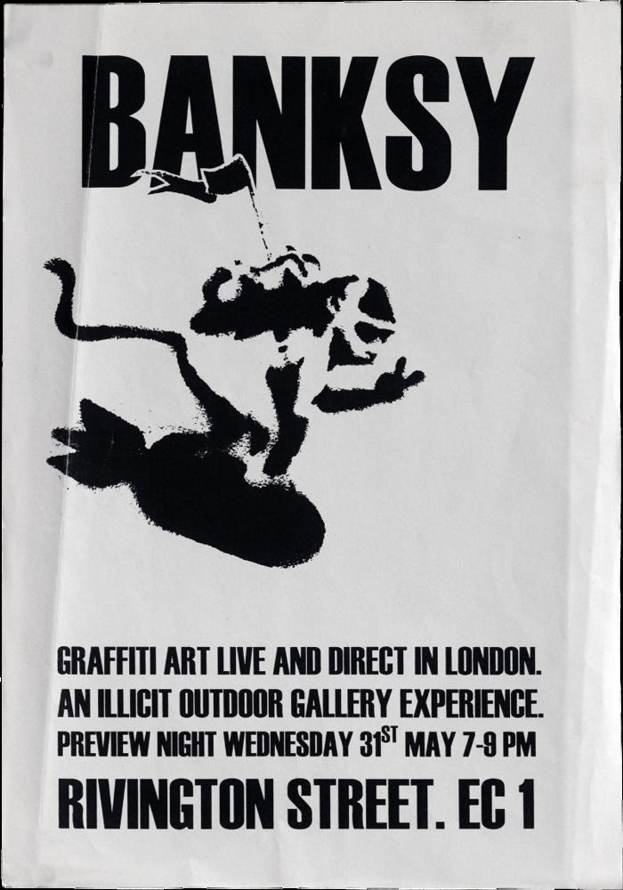 Card for Banksy. Graffiti Art Live and Direct in London. An Illicit Outdoor Gallery Experience